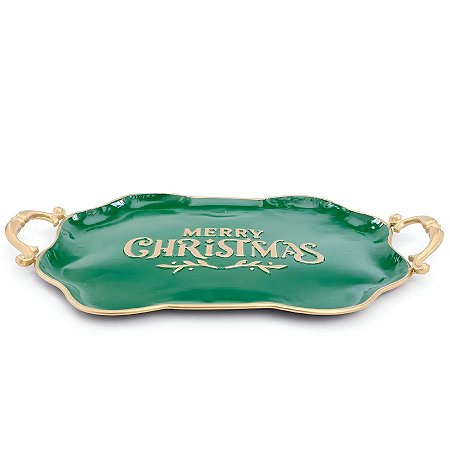 Bandeja Merry Christmas - Verde/Ouro - 54cm - 1 unidade - Cromus - Rizzo
