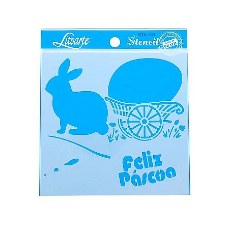Stencil Coelho Feliz Páscoa STA-131 - Litoarte - Rizzo