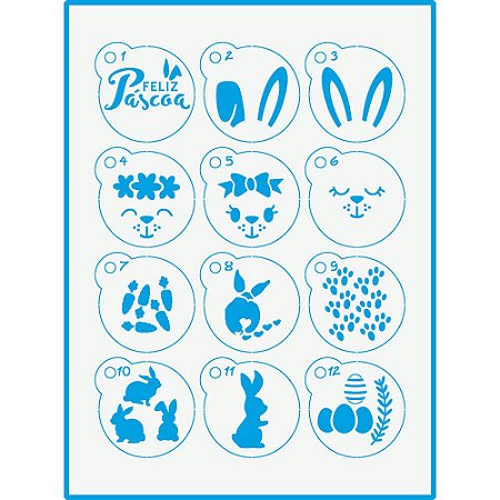 Kit mini Stencil Orelhas, Coelhos, Patinhas –STMI-016 - Litoarte - Rizzo