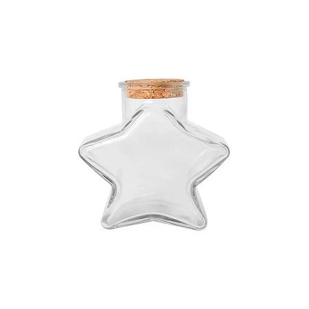 Potinho de Vidro Estrela com Tampa de Rolha - 60ml - 6x7,5cm - Rizzo