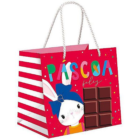 Sacola Premium p Caixa Meio Ovo de 250g a 350g Brilho de Páscoa Coelha - 01 un - Cromus Páscoa - Rizzo
