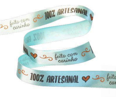 Fita de Páscoa em Cetim 15mmx10m 100% Artesanal Azul com Marrom ECF003D 098 Progresso