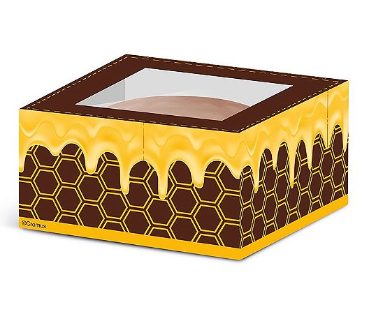 Caixa para 1 Pão de Mel Favo 7,5 x 7,5 x 4cm - 10 unidades - Cromus - Rizzo Embalagens