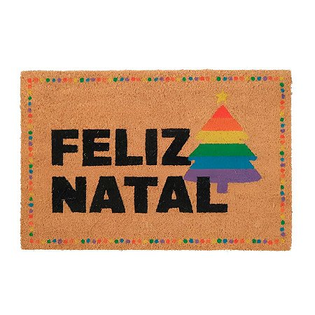 Capacho de Fibra - Feliz Natal com Árvore - 60x40cm - 1 unidade - Cromus - Rizzo
