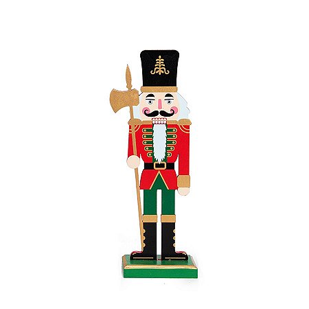 Quebra Nozes de Madeira com Alabarda - Vermelho e Verde - 30cm - 1 unidade - Cromus - Rizzo