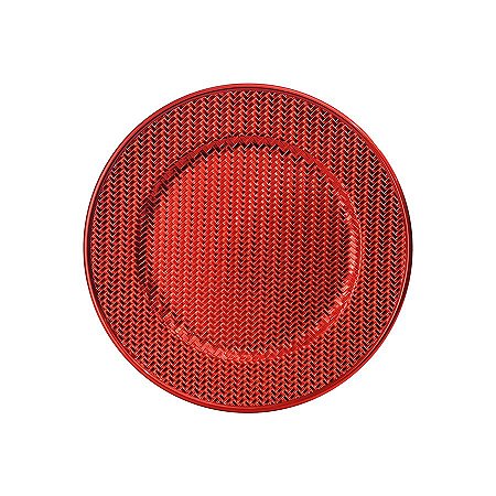Sousplat Texturizado Vermelho - 33cm - 1 unidade - Cromus - Rizzo