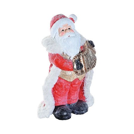 Enfeite Decorativo de Cerâmica Noel com Sanfona - 43cm - 1 unidade - Cromus - Rizzo
