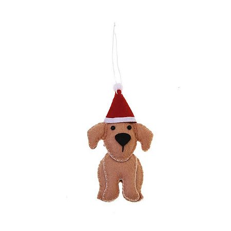 Enfeite para Pendurar Cachorro Marrom com Gorro - 1 unidade - Cromus - Rizzo