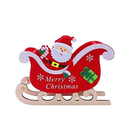 Enfeite de Mesa Trenó com Papai Noel - 17cm - 1 unidade - Cromus - Rizzo