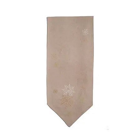 Caminho de Mesa Flocos de Neve Bege/Dourado - 175cm - 1 unidade - Cromus - Rizzo
