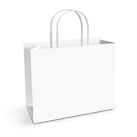 Sacola de Papel G 28x38x12cm - Branca - Horizontal - 50 unidades - Cromus - Rizzo