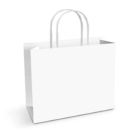 Sacola de Papel M 22x30x12cm - Branca - Horizontal - 50 unidades - Cromus - Rizzo