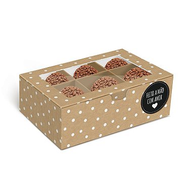 Caixa para 6 brigadeiros 12,5x8,5x4,5cm Pop Kraft - 10 unidades - Cromus - Rizzo Embalagens