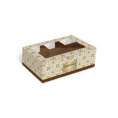 Caixa para 6 brigadeiros 12,5x8,5x4,5cm Brigadelícia Marfim - 10 unidades - Cromus - Rizzo Embalagens