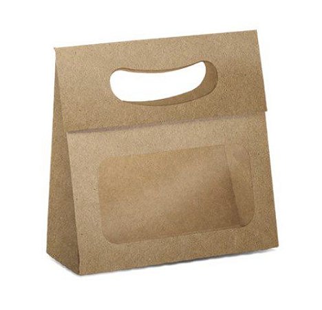 Mini Caixa Plus com Visor Kraft - 10 unidades - 13x5,5x13cm - Cromus Profissional - Rizzo