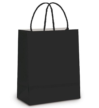 Sacola de Papel M 26x19,5x9,5cm - Preto - Embalagem Econômica - 10 unidades - Cromus - Rizzo