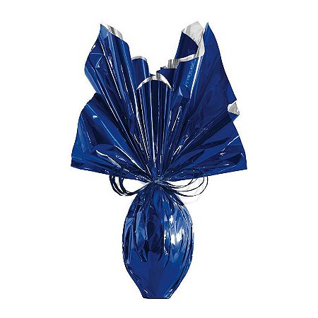 Folha para Ovos de Páscoa Metalizado Azul Intenso 69x89cm - 05 unidades - Cromus Páscoa - Rizzo Embalagens