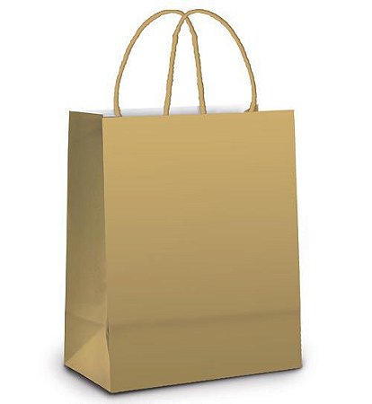 Sacola de Papel GG 39x32x16cm - Ouro Metalizado Fosco - Fundo Largo - 10 unidades - Cromus - Rizzo