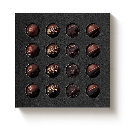 Caixa 16 Doces Quadrada Preto com Luva Vazada - 10 unidades - 16,8x16,8x4cm - Cromus Profissional