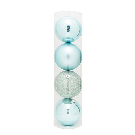 Bolas em Tubo Mint 12cm - 04 unidades - Cromus Natal - Rizzo