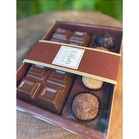 Caixa para Tablete de Chocolate e Brigadeiros Chevron Marrom - 8x13x3,2cm - 10 unidades - Cromus - Rizzo Embalagens