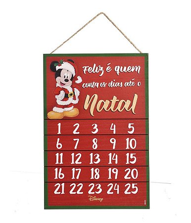 Quadro de Madeira Mickey Calandário 40cm - 01 unidade - Natal Disney - Cromus - Rizzo