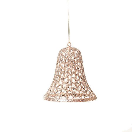 Enfeite para Pendurar Sino Rose Gold Tam G 15cm - 01 unidades - Cromus Natal - Rizzo