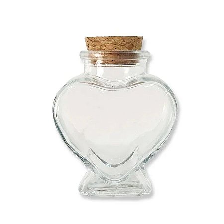 Potinho de Vidro Coração com Rolha 70ml - 01 unidade - 6cm x 7cm - Rizzo Embalagens