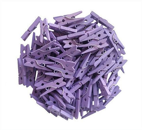Mini Prendedor de Madeira Lilas 3,5cm - 50 Unidades - Rizzo