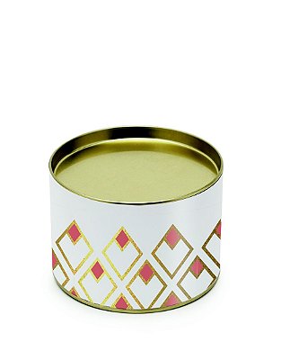 Lata para Bombons Branco Detalhes Coral P - 7x10cm - 01 unidade - Cromus - Rizzo Embalagens
