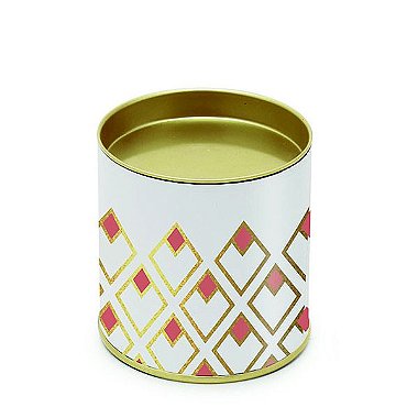Lata para Bombons Branco Detalhes Coral P - 8,5x7,5cm - 01 unidade - Cromus - Rizzo Embalagens