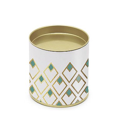 Lata para Bombons Branco Detalhes Turquesa P - 8,5x7,5cm - 01 unidade - Cromus - Rizzo Embalagens