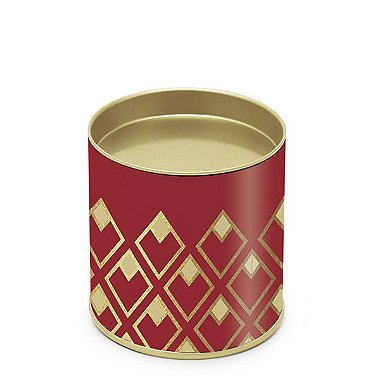 Lata para Bombons Vermelho Detalhes Ouro P - 8,5x7,5cm - 01 unidade - Cromus - Rizzo Embalagens