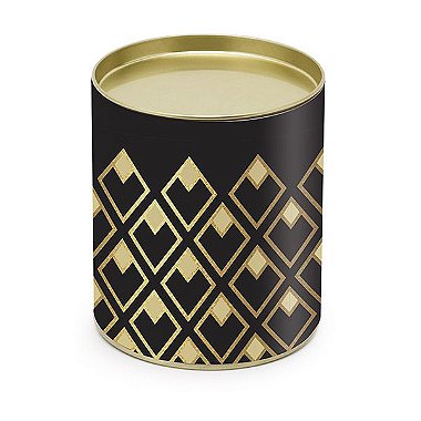 Lata para Bombons Preto Detalhes Ouro G - 12x10cm - 01 unidade - Cromus - Rizzo Embalagens