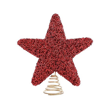 Ponteira De Árvore Estrela Vermelho - 18cm - 1 unidade - 1 unidade - Cromus - Rizzo