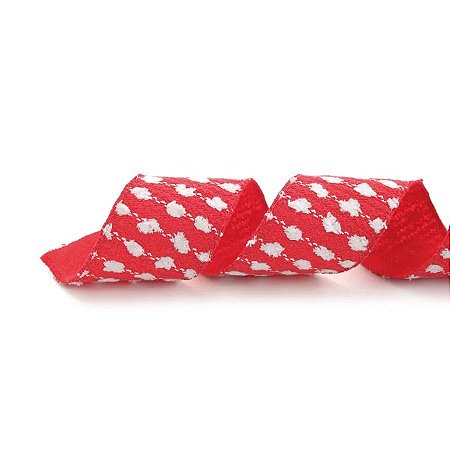 Fita Aramada Poá - Vermelho/Branco - 6,3cmx4,5m  - 1 unidade - Cromus - Rizzo