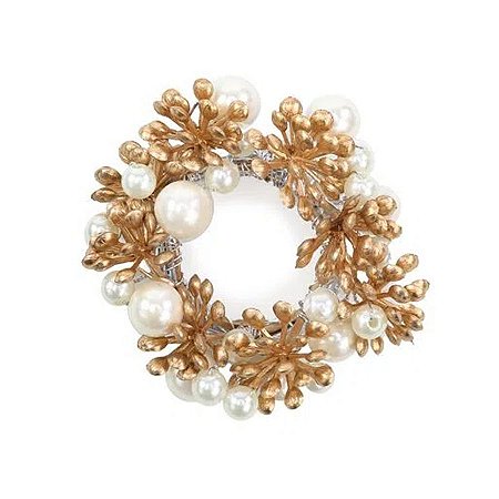 Mini Guirlanda Frutas e Bolas 4cm - Branco e Ouro - 1 unidade - Cromus - Rizzo