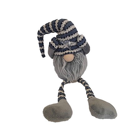 Papai Noel Decorativo Sentado - Azul/Cinza - 64cm - 1 unidade - Rizzo