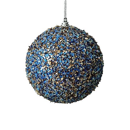 Bola de Natal Decorada - Azul - 12cm - 3 unidades - Rizzo