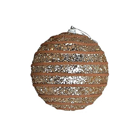 Bola de Natal Decorada - Dourado - 10cm - 3 unidades - Rizzo