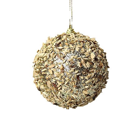 Bola de Natal Decorada em Dourado - 8cm - 3 unidades - Rizzo
