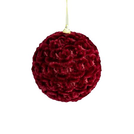 Bola de Natal Decorada em Vermelho - 10cm - 3 unidades - Rizzo