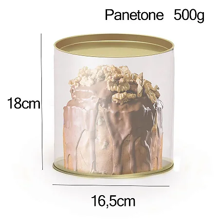 Lata para Panetone Clean 500g 18x16,5cm - 1 unid - Cromus Natal - Rizzo Embalagens