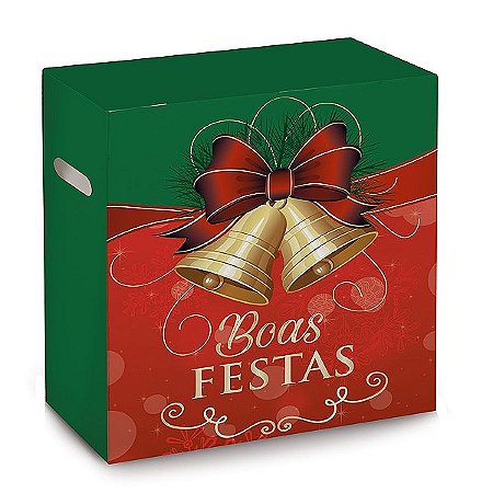 Caixa para Cesta de Natal - Boas Festas - 30x19x38cm - 01 unidade - Cromus Natal - Rizzo Embalagens
