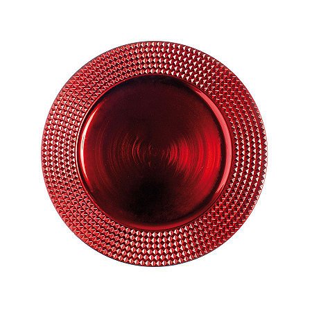 Sousplat Tecido com Borda Quadriculada Vermelho+ 33cm - 01 unidade - Cromus Natal - Rizzo