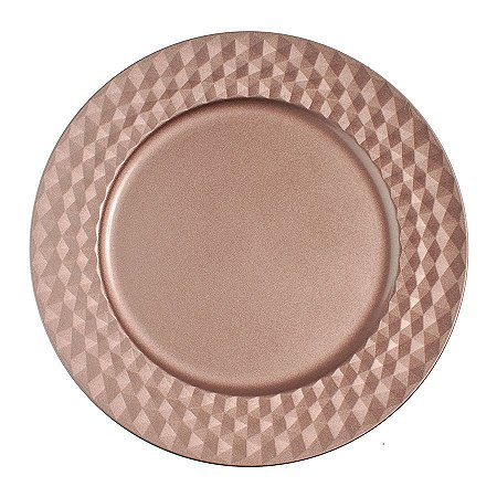 Sousplat Tecido com Borda Quadriculada Rose Gold 33cm - 01 unidade - Cromus Natal - Rizzo