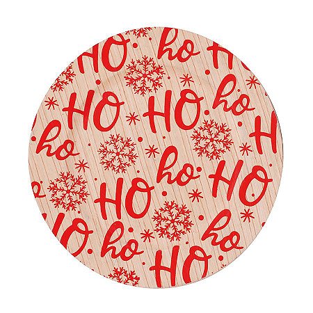 Sousplat HoHoHo Bege e Vermelho 33cm - 01 unidade - Cromus Natal - Rizzo