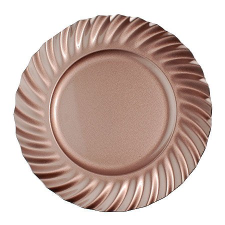 Sousplat Borda Ondas Rose Gold 33cm - 01 unidade - Cromus Natal - Rizzo