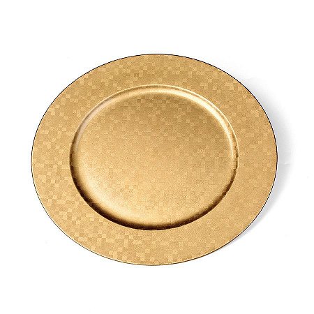Sousplat Quadriculado Ouro 33cm - 01 unidade - Cromus Natal - Rizzo