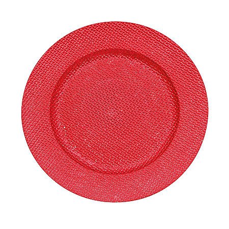 Sousplat Craquelado Vermelho 33cm - 01 unidade - Cromus Natal - Rizzo